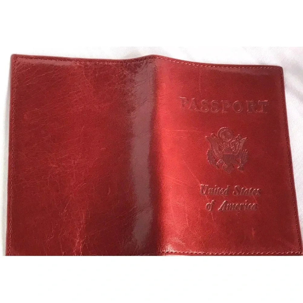 Abas Leather Passport ID Holder Wallet Lined Bifold Made In USA